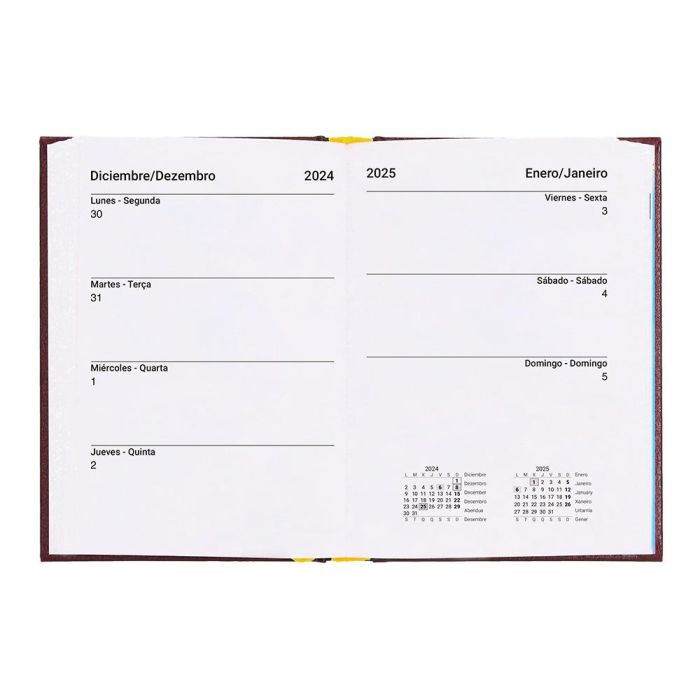 Agenda Encuadernada Liderpapel Corfu A6 2025 Dia Pagina Color Rojo Papel 60 gr 6