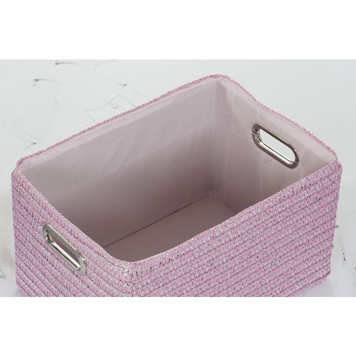 DKD Home Decor Cesta Basicos Set de 5 Rosa Plateado 36 x 50 x 44 cm