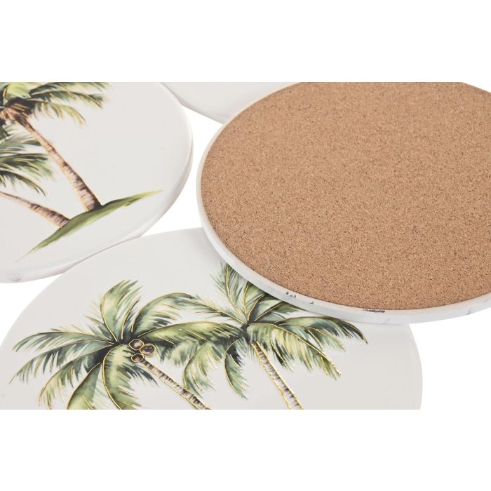 Salvamantel Tropical DKD Home Decor Verde Blanco 20 x 0.7 x 20 cm (12 Unidades) 2