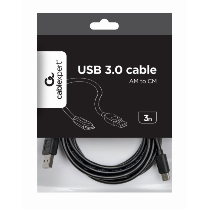 Cable USB A 2.0 a USB C GEMBIRD CCP-USB2-AMCM-10 3 m Cable USB A 2.0 a USB C GEMBIRD CCP-USB2-AMCM-10 3 m