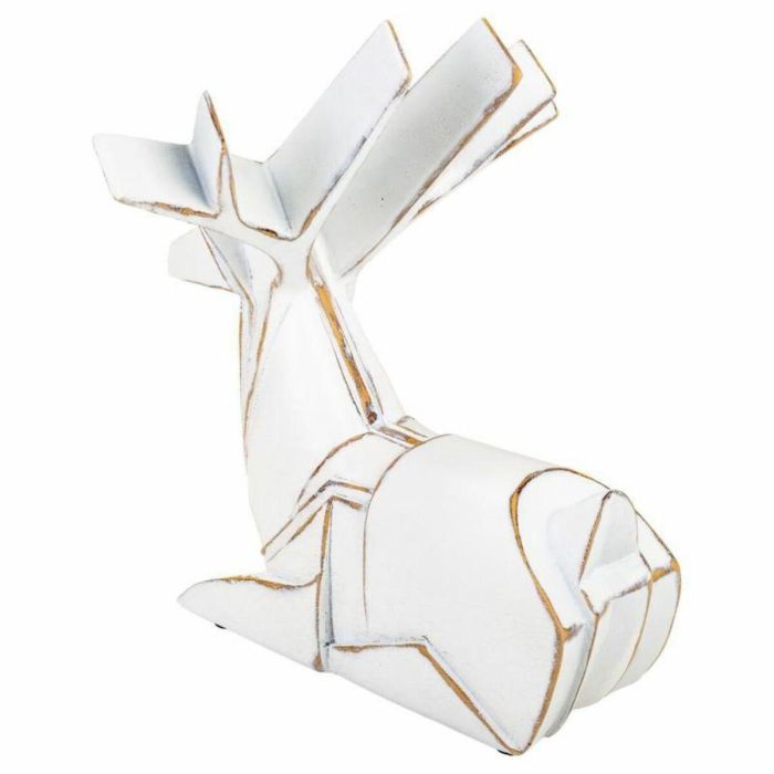 Figura Decorativa Alexandra House Living Blanco Poliresina Ciervo 24 x 27 x 26 cm 3