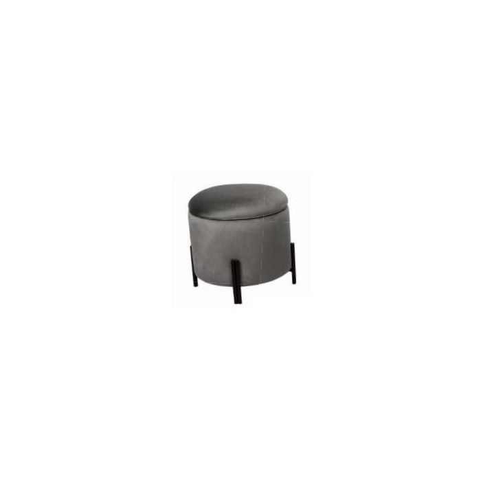 DKD Home Decor Reposapies con Tapa de Almacenaje Gris 44x44x42 cm Poliéster y Metal