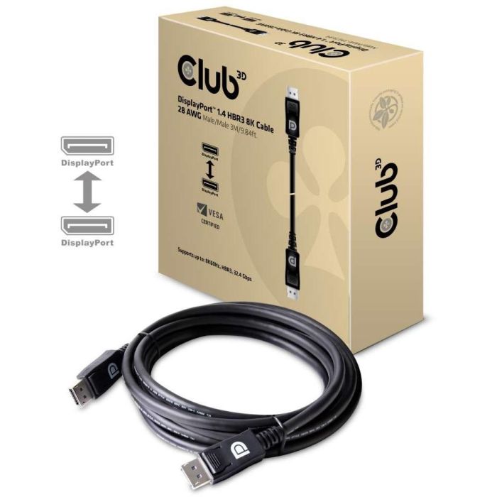 Club3D DisplayPort 1.4 HBR3 32.4Gb/s Cable 3m 8K@60Hz Macho/Macho 1 Club3D DisplayPort 1.4 HBR3 32.4Gb/s Cable 3m 8K@60Hz Macho/Macho 1