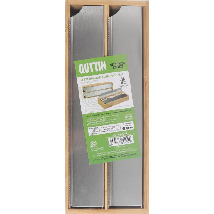 Quttin Dispensador de Bambú y Aluminio 33.7 x 13.7 x 5.5 cm (12 Unidades) 1