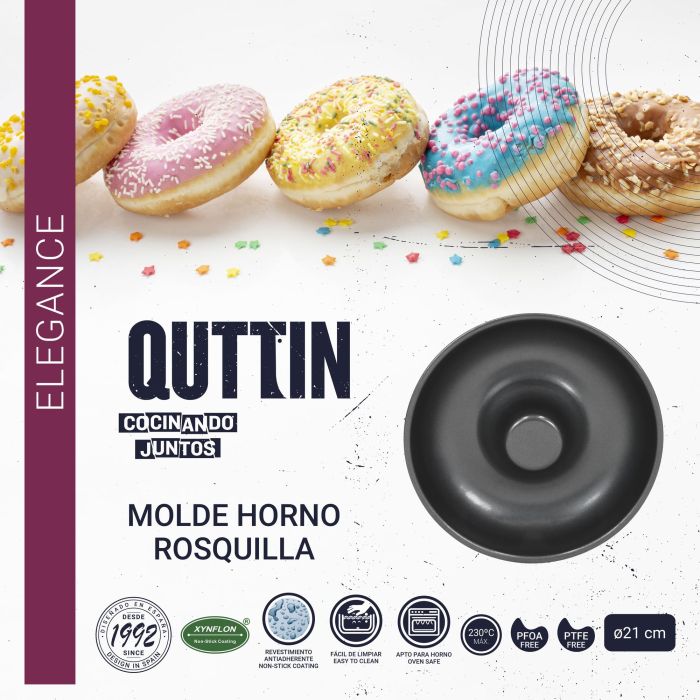 Molde para horno de rosquillas 21 cm Quttin (12 Unidades) 10 Molde para horno de rosquillas 21 cm Quttin (12 Unidades) 10