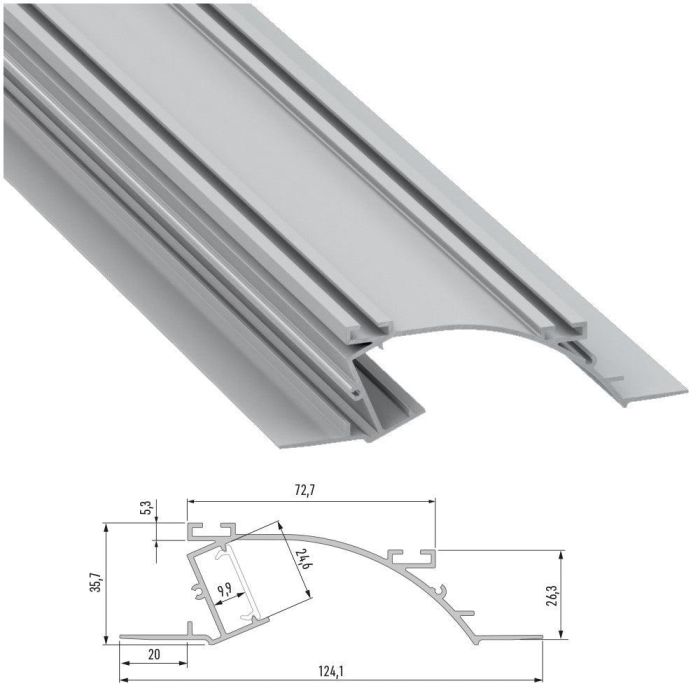 Perfíl Aluminio TOPO 2,02M LL-10-0514-20 - Anodizado Plata 1 Perfíl Aluminio TOPO 2,02M LL-10-0514-20 - Anodizado Plata 1