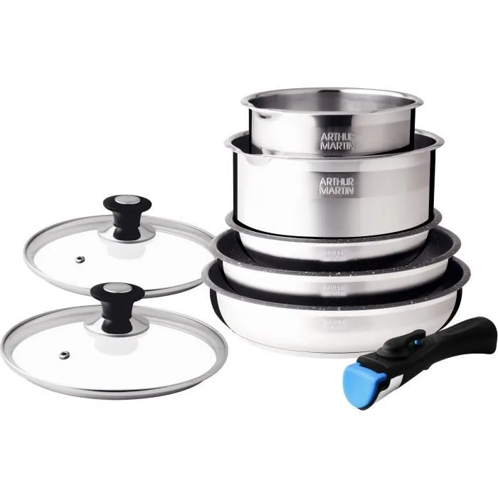 Arthur Martin AM2493 Batería de Cocina de 8 Piezas - Acero Inoxidable - Manija Extraíble - Apta para Todo Tipo de Cocinas, Incluida Inducción 0 Arthur Martin AM2493 Batería de Cocina de 8 Piezas - Acero Inoxidable - Manija Extraíble - Apta para Todo Tipo de Cocinas, Incluida Inducción 0