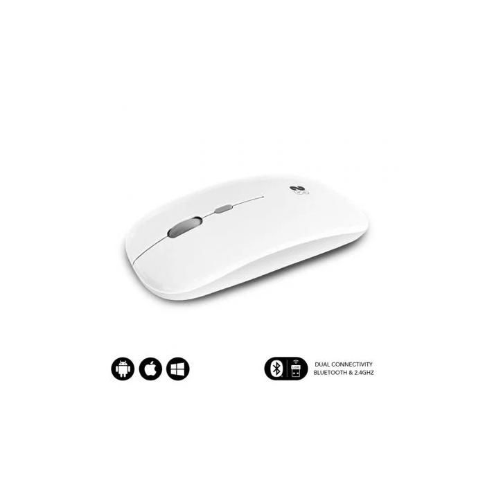 SUBBLIM Raton Dual Flat Mouse White Rechargeable