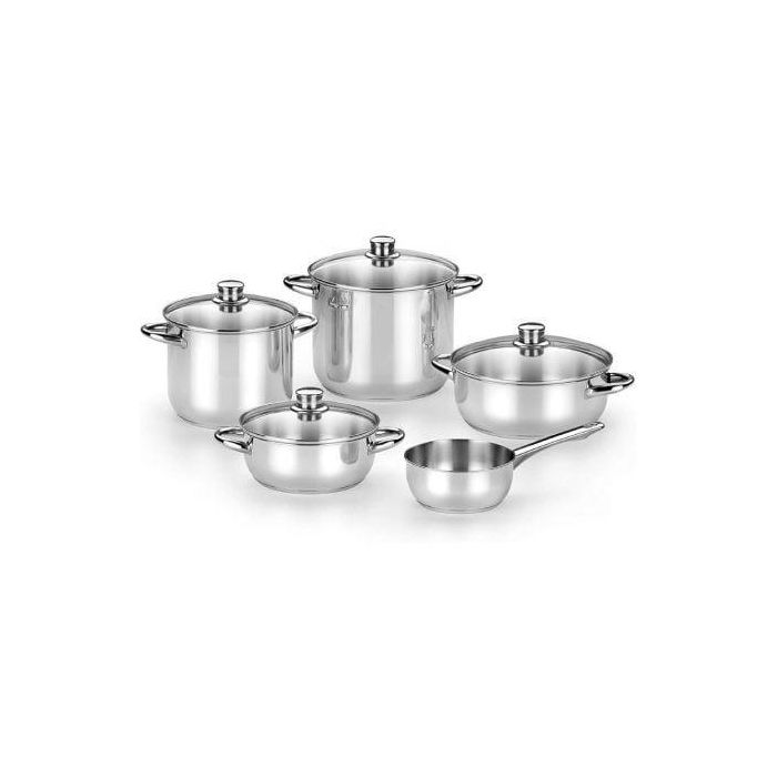Pack Batería de Cocina Monix Optima2 MA50001/ Cazo Ø16cm/ Ollas Ø20 - 24cm/ Cacerolas Ø20 - 24cm/ Acero Inoxidable/ Apta para Inducción
