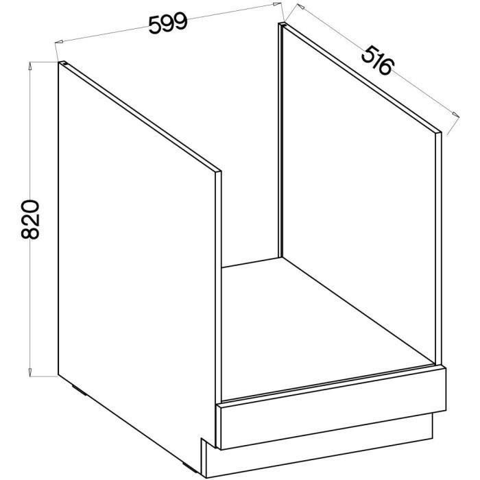 Mueble bajo para horno - MODENA - 60 cm - Roble artesanal y negro mate - CUISINIER 1