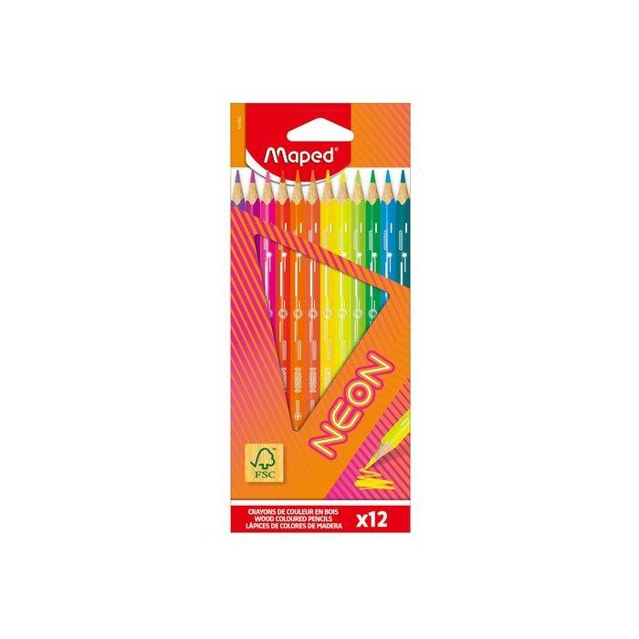 Lapices De Colores Maped Neon Estuche De 12