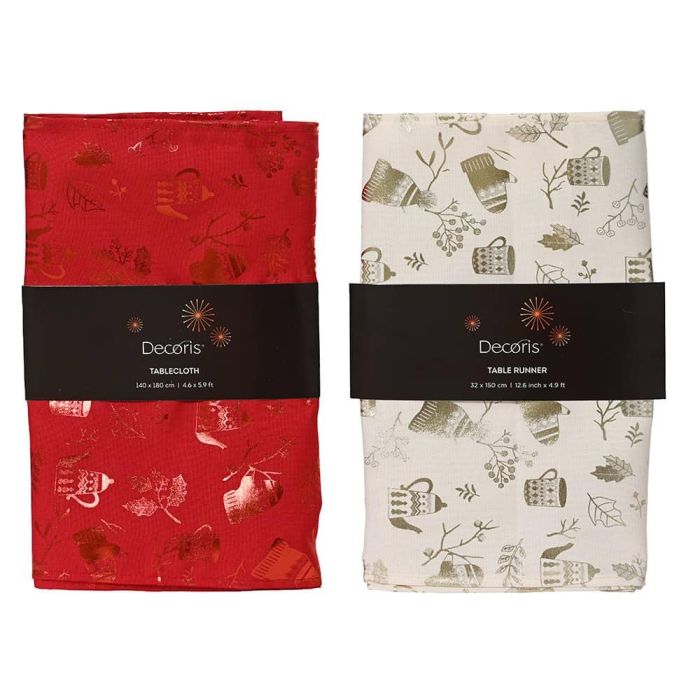 Decoris Camino de Mesa Navideño de Poliéster 32 x 180 cm, Colores Surtidos
