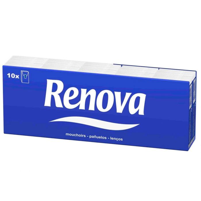 Renova Pañuelos de Papel Suaves y Resistentes, Pack de 10 Paquetes, 2 Capas