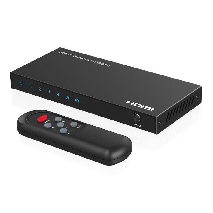 MicroConnect MC-HDMISWITCH0401-4K Conmutador HDMI 4K@60Hz 4x1 HDCP 2.2 con control remoto para cine en casa y juegos 0 MicroConnect MC-HDMISWITCH0401-4K Conmutador HDMI 4K@60Hz 4x1 HDCP 2.2 con control remoto para cine en casa y juegos 0