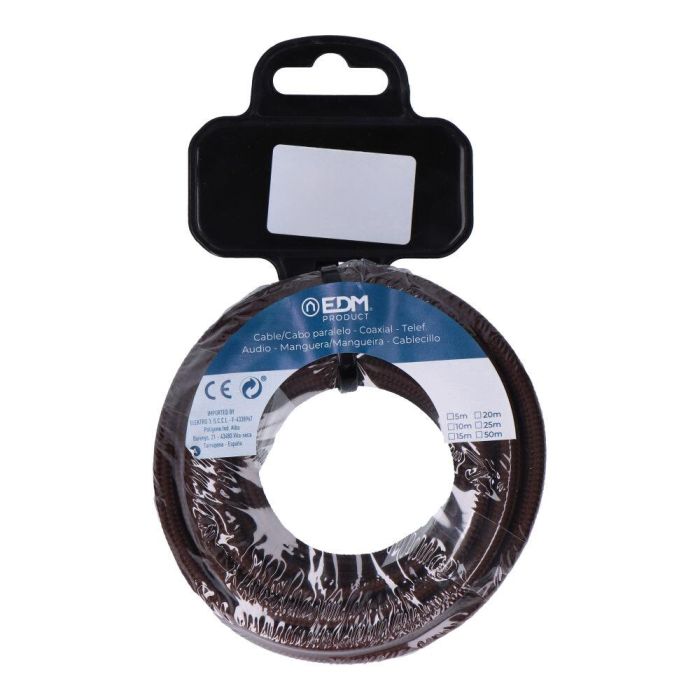 Edm Carrete cable cordón tubular h03vv-f 2 x 0,75 mm² marrón, 5 m 1 Edm Carrete cable cordón tubular h03vv-f 2 x 0,75 mm² marrón, 5 m 1