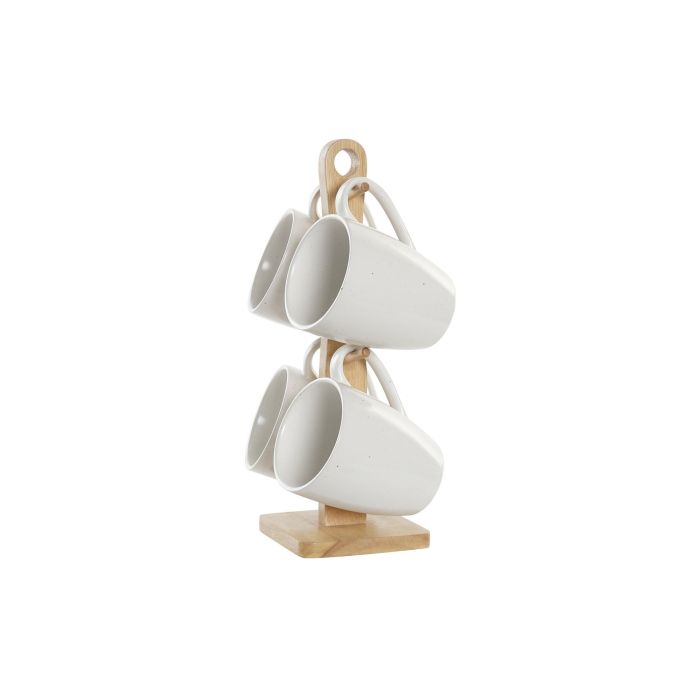 DKD Home Decor Mug Scandi Set de 4 Blanco Natural de Gres y Rubberwood 300ml Apto Microondas Lavavajillas 0 DKD Home Decor Mug Scandi Set de 4 Blanco Natural de Gres y Rubberwood 300ml Apto Microondas Lavavajillas 0