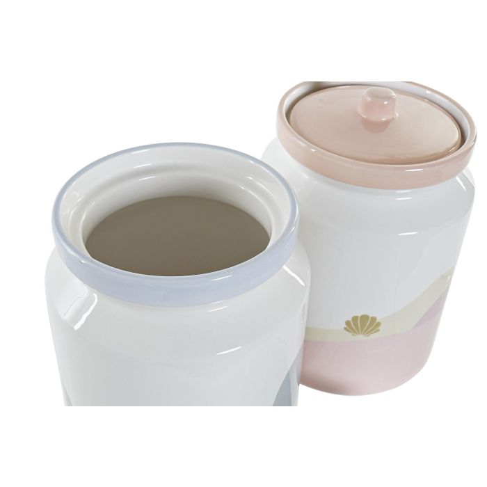 DKD Home Decor Solpor Bote Mediterraneo Azul Rosa Palo Dolomita 15 x 22 x 15 cm (2 Unidades) 2 DKD Home Decor Solpor Bote Mediterraneo Azul Rosa Palo Dolomita 15 x 22 x 15 cm (2 Unidades) 2