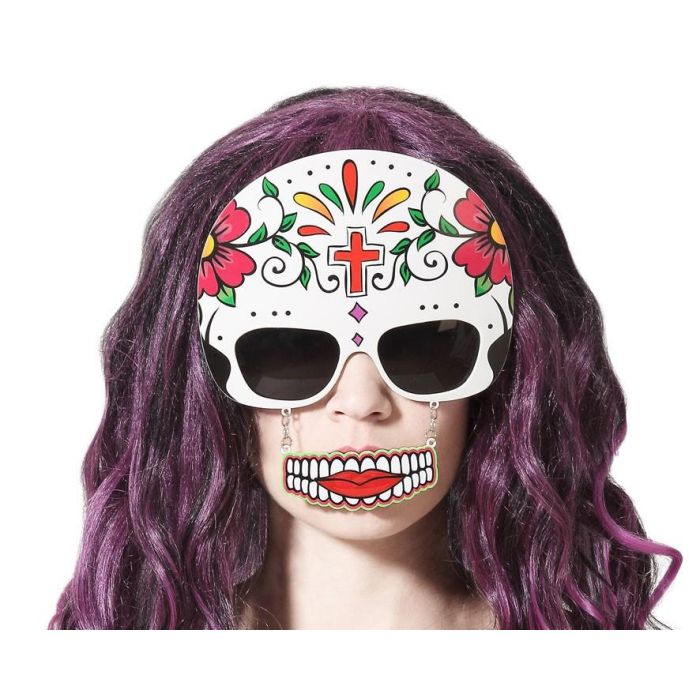 Gafas Catrina Diseño Calavera Detalles Florales Para Mujer