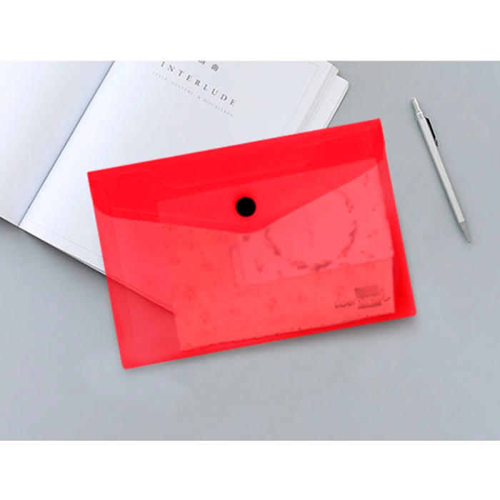 Liderpapel Carpeta Dossier con Broche Polipropileno DIN A6 Rojo Transparente 6