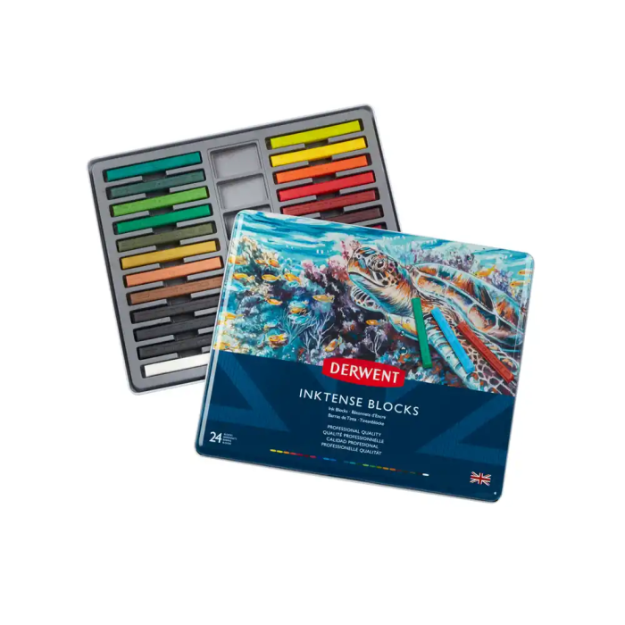 Derwent Barra Acuarelable Inktense Caja Metálica 24 Unidades Colores Surtidos Soluble en Agua 2