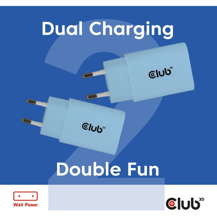 Club3D Lifestyle Ladegerät USB-C 30Watt. 2Stk blau retail 2