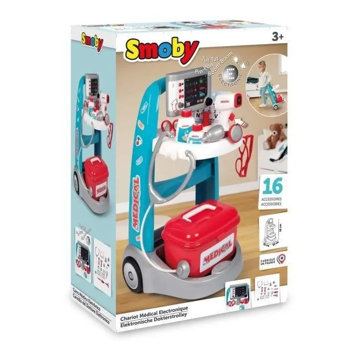Smoby Carrito Médico Electrónico Infantil con Accesorios para Juegos de Rol 1