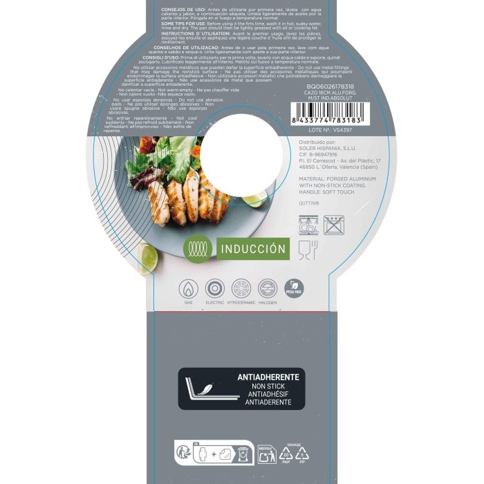 Cazo de aluminio forjado 16 cm Inde Absolut Quttin (6 Unidades) 4 Cazo de aluminio forjado 16 cm Inde Absolut Quttin (6 Unidades) 4