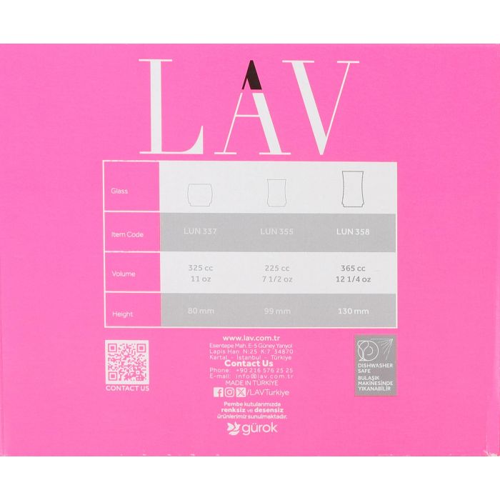 Set de 6 vasos de vidrio Lune 365 cc - Lav (8 Cajas) 1 Set de 6 vasos de vidrio Lune 365 cc - Lav (8 Cajas) 1