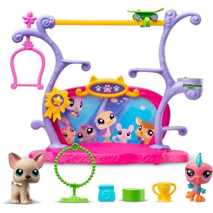 BANDAI - Littlest Pet Shop - Pets Got Talent Playset - Set de juego con 2 animales, decoración y accesorios - BF00558 1