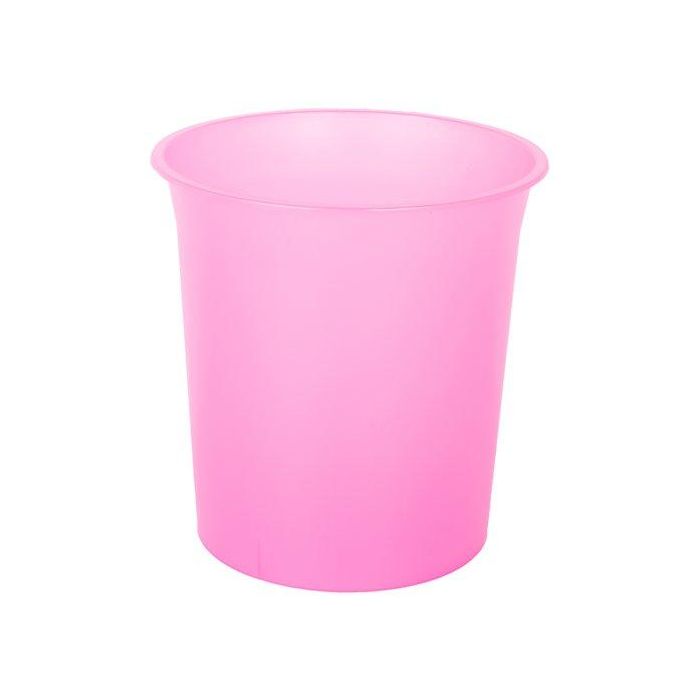 Papelera Plastico Cerrada 16 Litros Traslucido Fucsia