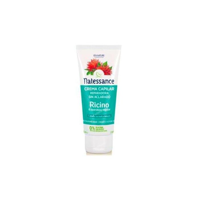 NATESSANCE Crema Capilar Ricino Reparadora sin Aclarado para Cabello Frágil y Puntas Abiertas 100ml