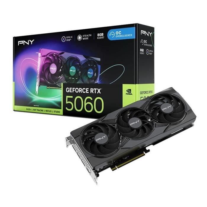 PNY PNY0751492797069 Tarjeta Gráfica GEFORCE RTX™ 5060 8 GB ARGB Overclock Triple Ventilador DLSS 4 PNY PNY0751492797069 Tarjeta Gráfica GEFORCE RTX™ 5060 8 GB ARGB Overclock Triple Ventilador DLSS 4