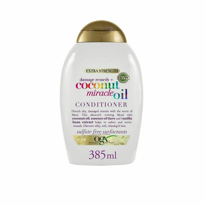 OGX Acondicionador Coconut Miracle Oil Extra Strength para Cabello Dañado y Encrespado, Hidratante, Sin Sulfatos ni Parabenos 385 ml OGX Acondicionador Coconut Miracle Oil Extra Strength para Cabello Dañado y Encrespado, Hidratante, Sin Sulfatos ni Parabenos 385 ml