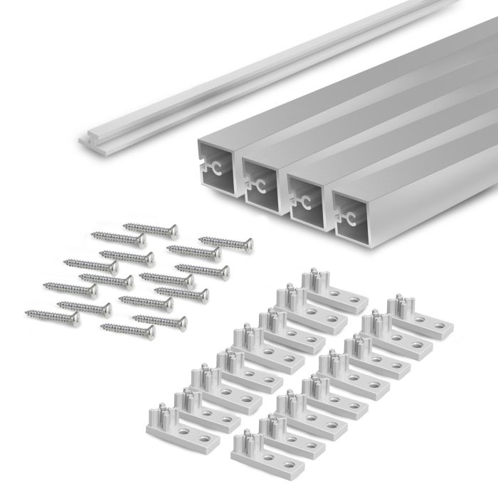 Emuca Lote de 4 perfiles travesaños para muebles de cocina Albeam, con accesorios para atornillar, Aluminio y Plástico, Anodizado mate 0 Emuca Lote de 4 perfiles travesaños para muebles de cocina Albeam, con accesorios para atornillar, Aluminio y Plástico, Anodizado mate 0