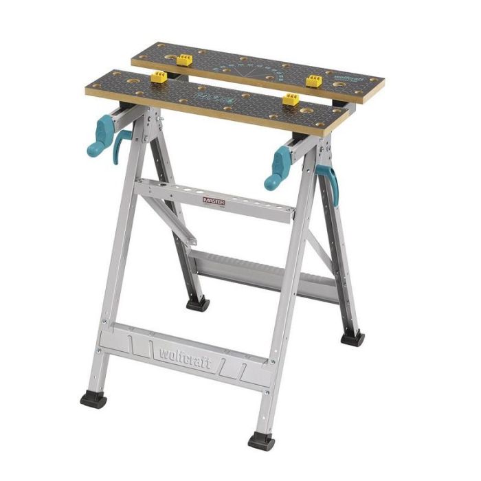 Wolfcraft Banco de mordaza con chasis reforzado 6177000, 64,5x30cm - 45,0x80cm, aluminio
