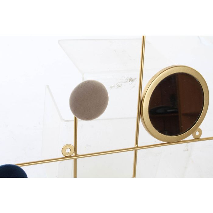 DKD Home Decor Perchero de Pared Urban Multicolor Dorado de Metal y Espejo - Pack 4 Unidades (Alto 38 x Ancho 43 x Largo 5 cm) 1