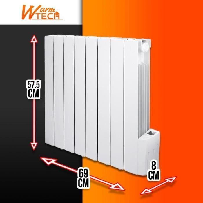 Radiador eléctrico de inercia de fluido - 1200W - WARM TECH - 230V - Hasta 50m3 - Blanco 2 Radiador eléctrico de inercia de fluido - 1200W - WARM TECH - 230V - Hasta 50m3 - Blanco 2