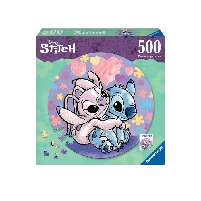 Puzzle redondo 500 piezas Stitch - 10 años - Ravensburger - Disney - 17581