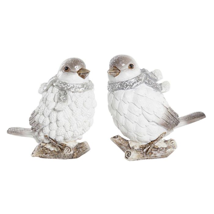 Figura Navidad Moderna DKD Home Decor Blanco Gris 7 x 12.5 x 13.5 cm (2 Unidades)