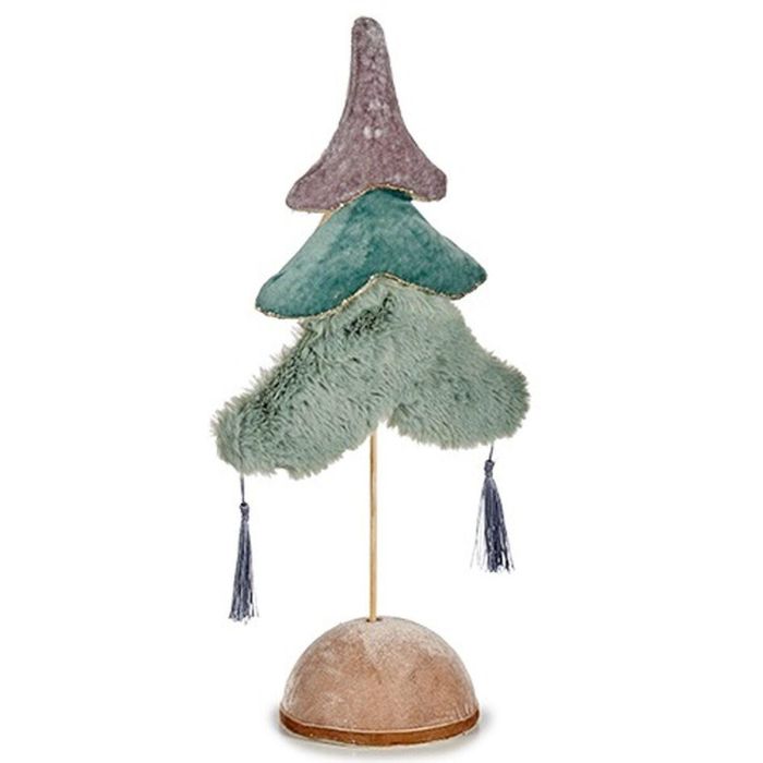 Árbol de Navidad Poliéster Turquesa Plateado Madera 12 x 43 x 22 cm (4 Unidades) 1