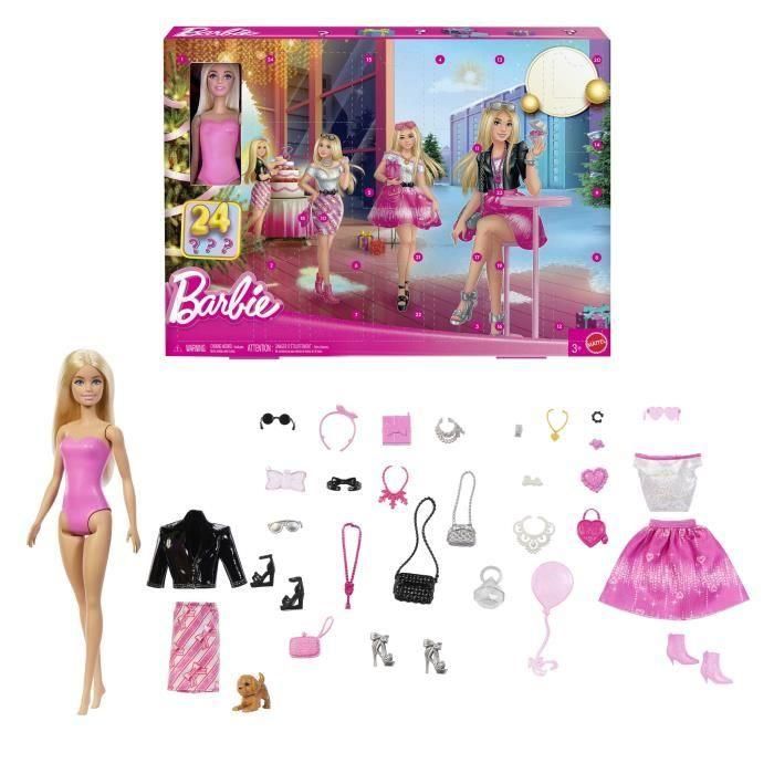 Barbie JFL63 Calendario de Adviento – Muñeca con 24 piezas y accesorios de moda 4