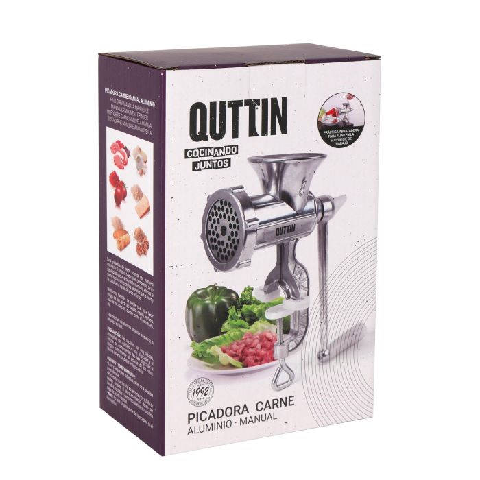 Quttin Picadora de Carne Manual de Aluminio, 9.5 x 23 x 18 cm (6 Unidades) 2