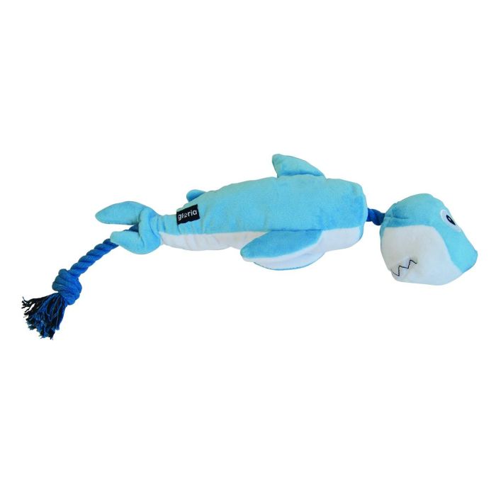 Gloria Peluche Juguete Tiburón para Perros Medianos y Grandes con Sonido e Interior de Cuerda Resistente para Masticar y Tirar, de Poliéster Azul 1