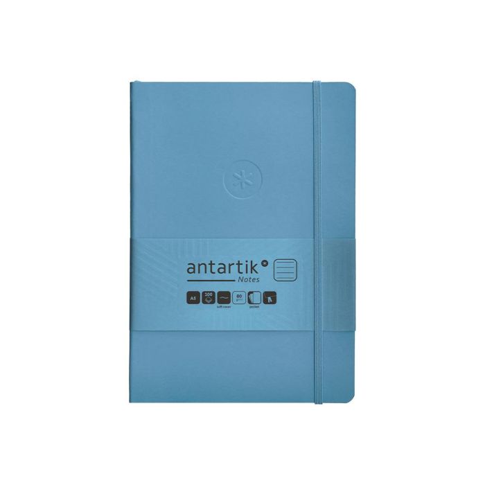 Cuaderno Con Gomilla Antartik Notes Tapa Blanda A5 Hojas Rayas Azul Claro 80 Hojas 80 gr Fsc 3