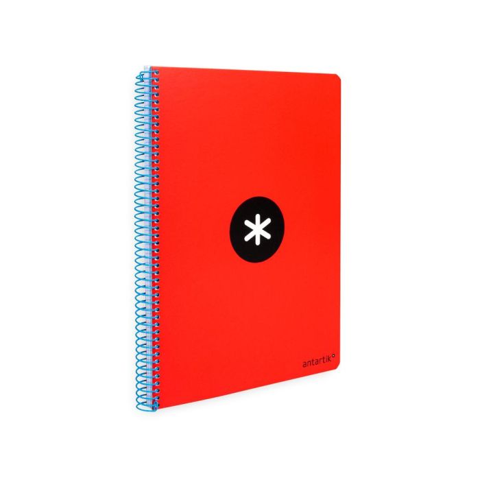 Cuaderno Espiral A4 Antartik Tapa Dura 80H 90 gr Cuadro 4 mm Con Margen Color Rojo 3 unidades 3