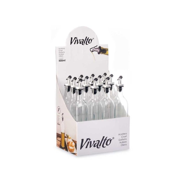 Aceitera de vidrio con tapón dosificador 500 ml Vivalto - 5.5x30.5x5.5 cm (24 Unidades) 2 Aceitera de vidrio con tapón dosificador 500 ml Vivalto - 5.5x30.5x5.5 cm (24 Unidades) 2