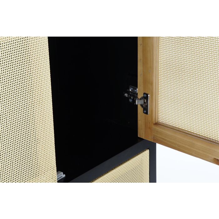 DKD Home Decor Armario Balines Negro Natural Madera Abeto Ratan 160 x 80 x 38 cm 6