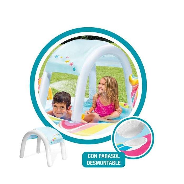 Intex Piscina Hinchable Infantil Unicornio con Ducha y Techo de PVC, 130 Litros, para Edades +2 Años, 254x132x109 cm 5