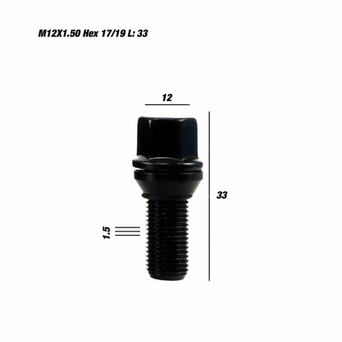 Set Tuercas OMP 33 mm Negro M12 x 1,50 4 Set Tuercas OMP 33 mm Negro M12 x 1,50 4