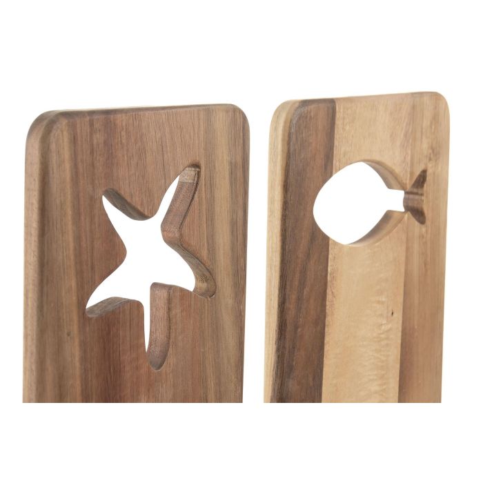 DKD Home Decor Tabla Cortar Mediterraneo Acacia Natural 15 x 1.5 x 43.5 cm (2 Unidades)